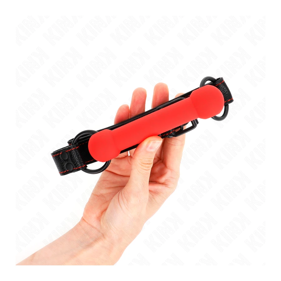 KINK - BONE GAG CON CINTURINO IN SIMILPELLE ROSSO REGOLABILE 41-57 CM